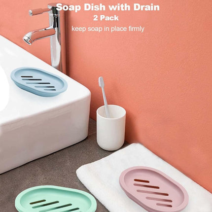 4-Piece Double-Layer Soap Holder - Soap Dish - Soap Holders - for Shower Soap Dish - Small Soap Dish - Portable Bar Soap Case - with Drain - Soap Dish - Plastic Soap Dish - for Bathroom Countertop, Kitchen, Toilet - Bathroom Accessories - Travel Soap Box.