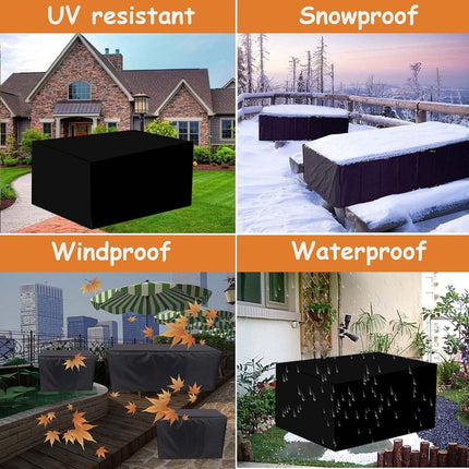Garden Table Cover - 123*123*74 cm - Garden Furniture Cover - Square Garden Furniture Cover - Waterproof Garden Furniture Protective Cover - Waterproof Garden Table Cover - Dust Cover - Anti-UV - 210D Oxford Table Cover - for Garden, Gazebo, Balcony - Bla.