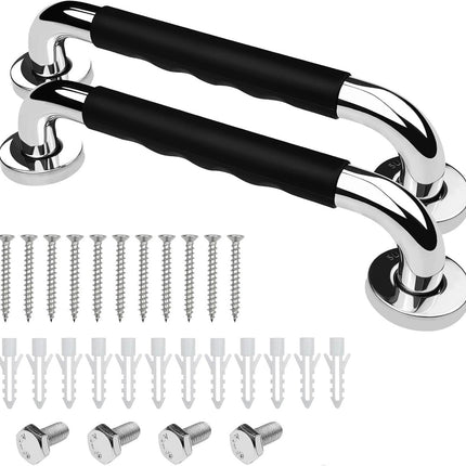 2 Pieces Toilet Grab Bars - 30 cm - Wall Grab Bar - Non-Slip Bathroom Grab Bars - Shower Grab Bars - Non-Slip Grab Bar - Toilet Grab Bar - Bathroom Grab Bars - Extra Grip - Stainless Steel Grab Bar for Shower - Shower Grab Bar - for the Elderly/Disabled/C.