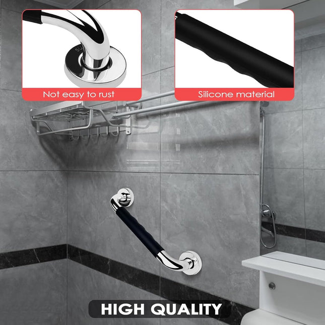 2 Pieces Toilet Grab Bars - 30 cm - Wall Grab Bar - Non-Slip Bathroom Grab Bars - Shower Grab Bars - Non-Slip Grab Bar - Toilet Grab Bar - Bathroom Grab Bars - Extra Grip - Stainless Steel Grab Bar for Shower - Shower Grab Bar - for the Elderly/Disabled/C.