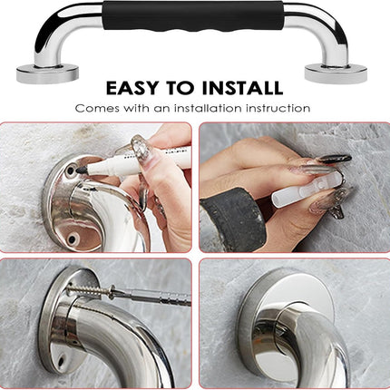 2 Pieces Toilet Grab Bars - 30 cm - Wall Grab Bar - Non-Slip Bathroom Grab Bars - Shower Grab Bars - Non-Slip Grab Bar - Toilet Grab Bar - Bathroom Grab Bars - Extra Grip - Stainless Steel Grab Bar for Shower - Shower Grab Bar - for the Elderly/Disabled/C.