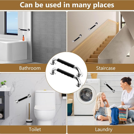 2 Pieces Toilet Grab Bars - 30 cm - Wall Grab Bar - Non-Slip Bathroom Grab Bars - Shower Grab Bars - Non-Slip Grab Bar - Toilet Grab Bar - Bathroom Grab Bars - Extra Grip - Stainless Steel Grab Bar for Shower - Shower Grab Bar - for the Elderly/Disabled/C.