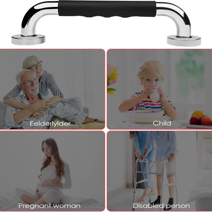 2 Pieces Toilet Grab Bars - 30 cm - Wall Grab Bar - Non-Slip Bathroom Grab Bars - Shower Grab Bars - Non-Slip Grab Bar - Toilet Grab Bar - Bathroom Grab Bars - Extra Grip - Stainless Steel Grab Bar for Shower - Shower Grab Bar - for the Elderly/Disabled/C.