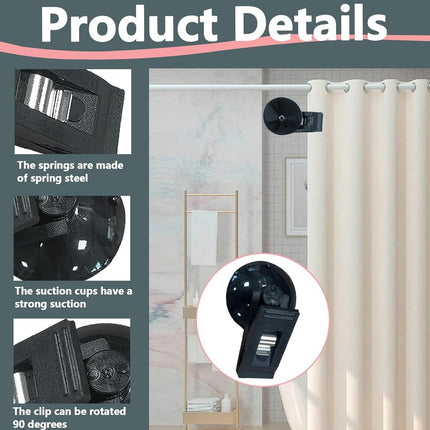 8 pieces - Suction cup clips - Shower curtain clips - Shower curtain clamps - Multifunctional storage clip - Windproof protective clips - shower curtain clips with suction cup - for car sunshades, refrigerator, notes, ticket and photo organization - 30*35.