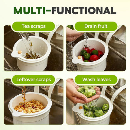 Drain Basket - Drain Filter - Sink Storage Holder - Faucet Hanging Strainer - Sink Drain Basket - Sink Strainer Basket - Sink Food Waste Collection Bin - Sink Trash Can - Plastic Kitchen Sink Strainer - Food Fruit Vegetable Drying Rack - White.