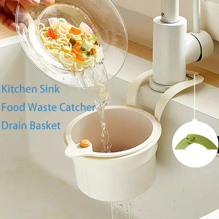 Drain Basket - Drain Filter - Sink Storage Holder - Faucet Hanging Strainer - Sink Drain Basket - Sink Strainer Basket - Sink Food Waste Collection Bin - Sink Trash Can - Plastic Kitchen Sink Strainer - Food Fruit Vegetable Drying Rack - White.