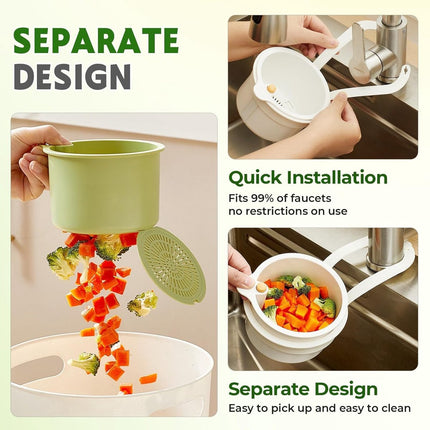 Drain Basket - Drain Filter - Sink Storage Holder - Faucet Hanging Strainer - Sink Drain Basket - Sink Strainer Basket - Sink Food Waste Collection Bin - Sink Trash Can - Plastic Kitchen Sink Strainer - Food Fruit Vegetable Drying Rack - White.