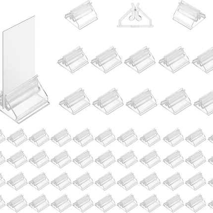 80 pieces - acrylic card holders - acrylic place card holders - reusable - transparent label holders - table menu holders - playing card holders - display stand - photo display - 2*2*1.3 cm - transparent.
