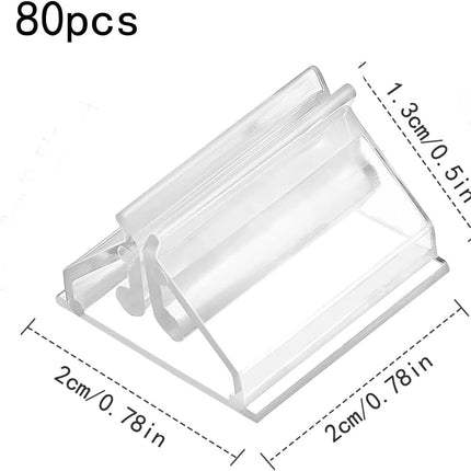 80 pieces - acrylic card holders - acrylic place card holders - reusable - transparent label holders - table menu holders - playing card holders - display stand - photo display - 2*2*1.3 cm - transparent.