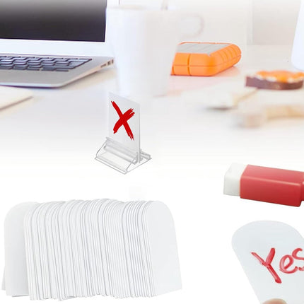 80 pieces - acrylic card holders - acrylic place card holders - reusable - transparent label holders - table menu holders - playing card holders - display stand - photo display - 2*2*1.3 cm - transparent.