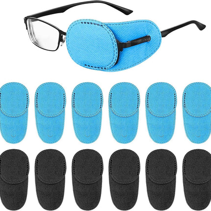 Pack of 12 Eye Patches for Glasses - Reusable Glasses Cases - Non-woven Fabric Eye Patches for Adults and Children - Suitable for lazy eye and strabismus - Left and Right Eye Patch..