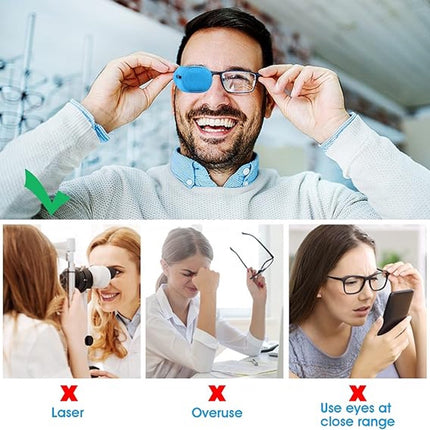 Pack of 12 Eye Patches for Glasses - Reusable Glasses Cases - Non-woven Fabric Eye Patches for Adults and Children - Suitable for lazy eye and strabismus - Left and Right Eye Patch..