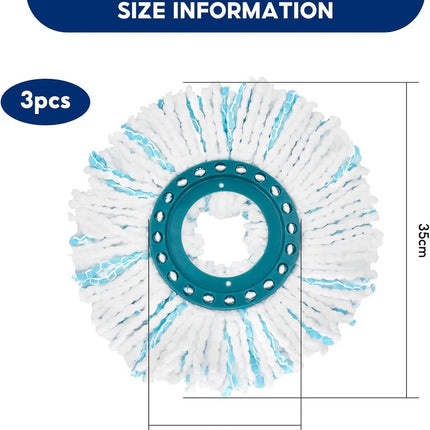 3 pieces - Mop refill - Replacement mop head - Suitable for Leifheit Clean Twist Disc Mop - Clean Twist Disc Mop Head - Mop Head Replacement Covers - Replacement Clean Twist Disc Mop - efficient water absorption - strong cleaning - 35 cm.