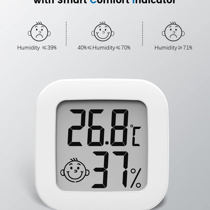 2 pieces - Mini digital indoor thermometer - Weather station - Thermometer - Highly accurate temperature monitor - Indoor thermometer - Hygrometer - Thermo-hygrometer - Comfort level indicator - White.