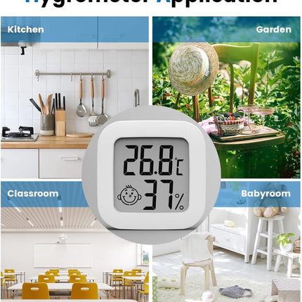 2 pieces - Mini digital indoor thermometer - Weather station - Thermometer - Highly accurate temperature monitor - Indoor thermometer - Hygrometer - Thermo-hygrometer - Comfort level indicator - White.