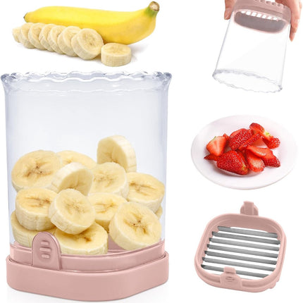 Fruit slicer - Multifunctional slicer - Fruit slicing cup - Grape slicer - strawberry slicer - fast banana, grape and egg cuber - Kitchen Tool - kitchen utensils - portable kitchen tool - Pink.