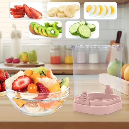 Fruit slicer - Multifunctional slicer - Fruit slicing cup - Grape slicer - strawberry slicer - fast banana, grape and egg cuber - Kitchen Tool - kitchen utensils - portable kitchen tool - Pink.