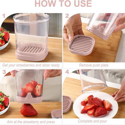 Fruit slicer - Multifunctional slicer - Fruit slicing cup - Grape slicer - strawberry slicer - fast banana, grape and egg cuber - Kitchen Tool - kitchen utensils - portable kitchen tool - Pink.