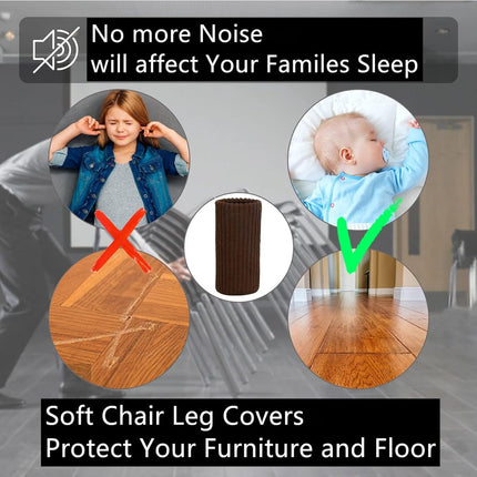 24 pieces furniture leg socks - Chair socks - brown furniture socks - chair leg floor protectors - Chair Leg Felt Pads - high elastic chair leg covers furniture caps set - easy to move and reduce noise - Furniture Leg - Anti-slip mat.