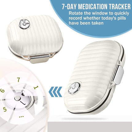 2-Piece 7-Day Pill Box - travel medicine boxes - 7-day medicine box - Medicine box with sturdy closure - Pill box - waterproof - for pills, storage, sorting and more - Pill boxes with 7 compartments - Portable - Large+Small.