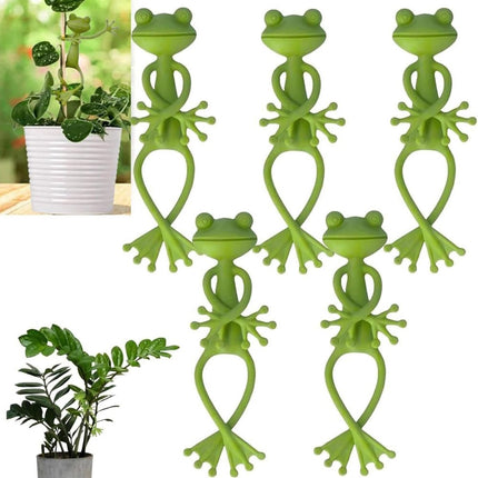5 Pieces - Frog Plant Stand - Plant Support - Green Frog Plant Supports - Cute Frog Flowerpot Hugger Plant Climbing Fixture Clips - Freestanding - Animal Figurines Planter Pot Hanger Decorations.