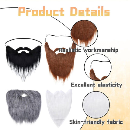 pieces - Fake beard - artificial beards - fake beards for parties - Halloween beards - Santa beards - adjustable elastic rope moustache props - role-playing accessories - for Halloween, Christmas, cosplay and party disguise.