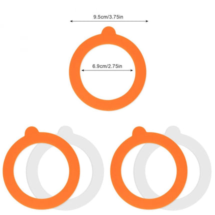 20 pieces - Sealing gasket - 95*70 mm - Silicone gaskets for jars - Replacement silicone rubber gaskets - replacement silicone rings - for sealing jars - for glass jar lids, food preservation - orange and white.