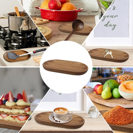 2 pieces - Cutlery holder - 18*10 cm - Tray - Kitchen Spoon Holder - natural retro wooden kitchen spoon holder - kitchen utensil holder - wooden plates - for the countertop - for spatulas, spoons, tongs and other kitchen utensils - brown.