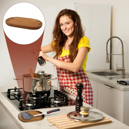 2 pieces - Cutlery holder - 18*10 cm - Tray - Kitchen Spoon Holder - natural retro wooden kitchen spoon holder - kitchen utensil holder - wooden plates - for the countertop - for spatulas, spoons, tongs and other kitchen utensils - brown.