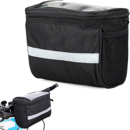 Bicycle Handlebar Bag - Waterproof Handlebar Bag - Detachable Bicycle Handlebar Bag - Bicycle Travel Accessories - Phone Bike Bag - Luggage Organizer - with transparent holder for mobile phones - Bicycle Bags for Electric Bikes - Black.
