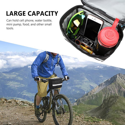 Bicycle Handlebar Bag - Waterproof Handlebar Bag - Detachable Bicycle Handlebar Bag - Bicycle Travel Accessories - Phone Bike Bag - Luggage Organizer - with transparent holder for mobile phones - Bicycle Bags for Electric Bikes - Black.