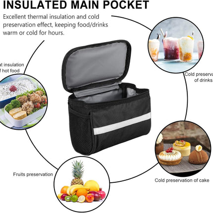Bicycle Handlebar Bag - Waterproof Handlebar Bag - Detachable Bicycle Handlebar Bag - Bicycle Travel Accessories - Phone Bike Bag - Luggage Organizer - with transparent holder for mobile phones - Bicycle Bags for Electric Bikes - Black.