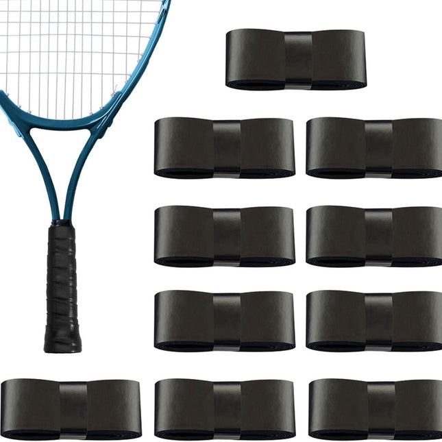 10 pieces - Racket grips - Racket Grip Tape - Badminton grip tape - Tennis racket grip tape - anti-slip grip tape for tennis rackets - replacement overgrip - sports accessories - for tennis rackets, tennis, squash - 1200*25*0.6mm - black.