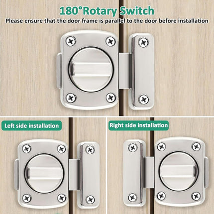 pieces - Door locks - swing door locks - zinc alloy door locks - bathroom door lock - security lock - door bolt - for home security, bathroom, bedroom, toilet - silver.