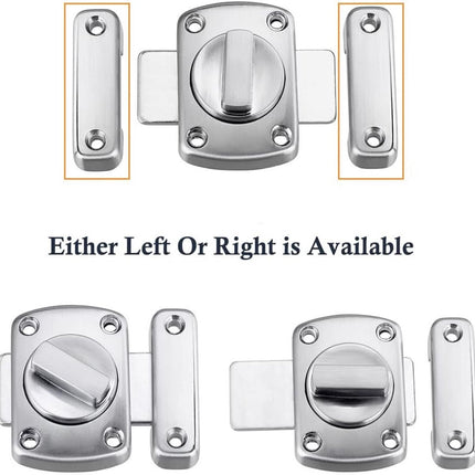 pieces - Door locks - swing door locks - zinc alloy door locks - bathroom door lock - security lock - door bolt - for home security, bathroom, bedroom, toilet - silver.