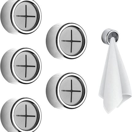 5 pieces - 42*22 mm - towel holders - self-adhesive round towel holders - towel hooks for wall mounting - no drilling required - push-in towel rack - for kitchen, bathroom, kitchen hooks - silver.