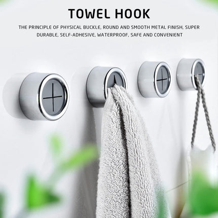 5 pieces - 42*22 mm - towel holders - self-adhesive round towel holders - towel hooks for wall mounting - no drilling required - push-in towel rack - for kitchen, bathroom, kitchen hooks - silver.