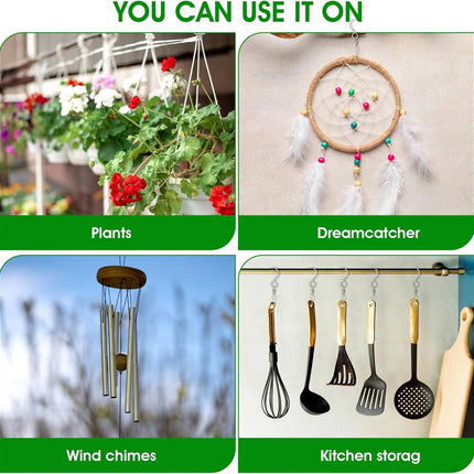 Set of 12 wind swivel hooks - Suitable for 360-degree hanging plants - Double 360-degree rotatability - Wind chimes, light clips - Bird feeders - Bird baskets - Bird baths - Hanging plant clips.
