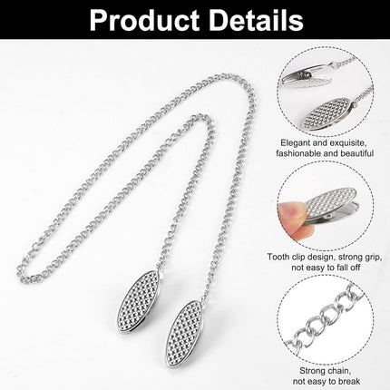 Napkin chain with clips - 4 pieces napkin chain - napkin clips - napkin clips with chain - 50 cm metal chain - Napkin clips - silver metal napkin clips - napkin clips chain - napkin chain - for seniors adults children.
