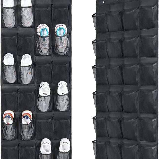 2-Piece Hanging Shoe Bag - Behind the Door Shoe Hanging Holder Rack - Shoe Rack - Shoe Organizer - Shoe Bag - with 48 Large Mesh Pockets - Clear Fabric Shoe Hanger Storage Organizer Bag - Hanging Organizer - Shoe Organizer.