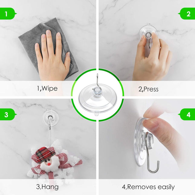 Suction Cup Hooks (20 Pieces) - Suction Cup Hooks - 1.77 Inch Clear Suction Cups - up to 3kg - with Metal Hooks - Threaded - Brute Strength - suction cup hooks - for Kitchen Bathroom Shower Wall Window Door - hanging hooks - suction cups sun protection -.