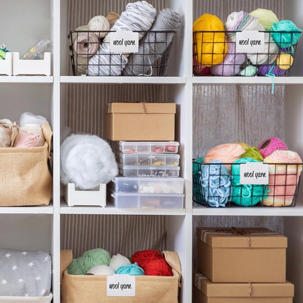 12 pieces - Labels - basket labels with clip - removable storage rack labels - chalkboard label - label holders - clip-on labels - shelf labels - PVC label - reusable - for bins, baskets, boxes - 9*7 cm - white.