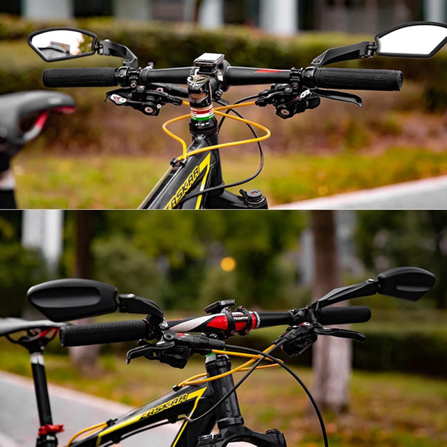 1 Pair Bicycle Mirror Ebike Rearview Mirror - Handlebar Bicycle Mirror - Bicycle Mirror - Safe Rearview Mirror for Bicycle - scratch-resistant glass lens - adjustable and rotatable safe rearview mirror - 360º Rotatable - Black.