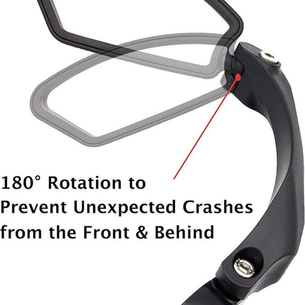 1 Pair Bicycle Mirror Ebike Rearview Mirror - Handlebar Bicycle Mirror - Bicycle Mirror - Safe Rearview Mirror for Bicycle - scratch-resistant glass lens - adjustable and rotatable safe rearview mirror - 360º Rotatable - Black.