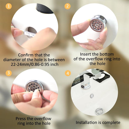 Washbasin Overflow Ring - 6 Pieces - Overflow Rings - Bathroom Overflow Ring - Sink Overflow - Drain Plug - Overflow Cover for Washbasin - Sink Overflow Ring - Round Hole Cover - Overflow Cover - For Sink, Washbasin and Kitchen.