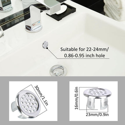 Washbasin Overflow Ring - 6 Pieces - Overflow Rings - Bathroom Overflow Ring - Sink Overflow - Drain Plug - Overflow Cover for Washbasin - Sink Overflow Ring - Round Hole Cover - Overflow Cover - For Sink, Washbasin and Kitchen.