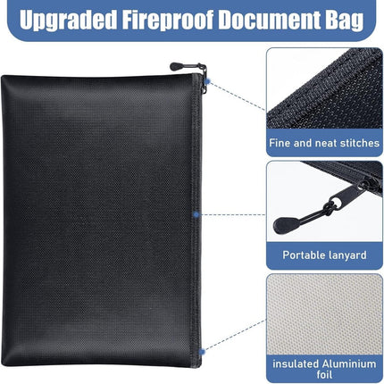 Fireproof document bag - fireproof and waterproof money bag with zipper for cash - Fireproof Document Bags - 13.4 x 9.4 Inch Waterproof and Fireproof Money Bag Document Holder with Zipper - Fireproof Safe Storage Bag.