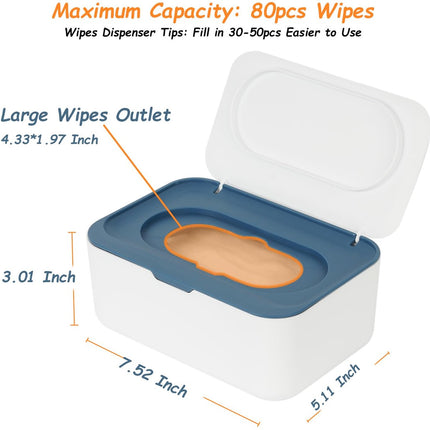 Wet wipes dispenser - Wipe box - Wet toilet paper holder - Wet wipes storage box - Wipes dispenser - Wipe holder for baby & adult - Refillable wipe container - Keeps wipes fresh - Blue.