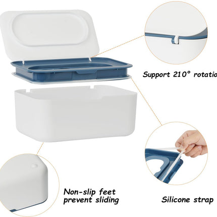 Wet wipes dispenser - Wipe box - Wet toilet paper holder - Wet wipes storage box - Wipes dispenser - Wipe holder for baby & adult - Refillable wipe container - Keeps wipes fresh - Blue.