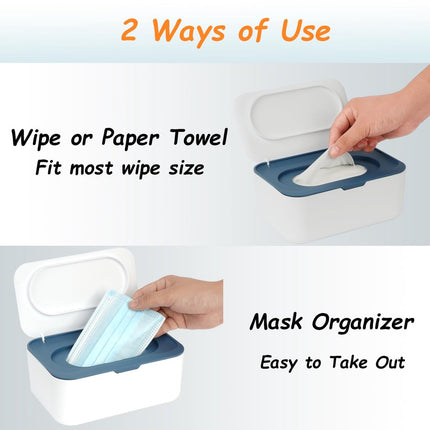 Wet wipes dispenser - Wipe box - Wet toilet paper holder - Wet wipes storage box - Wipes dispenser - Wipe holder for baby & adult - Refillable wipe container - Keeps wipes fresh - Blue.